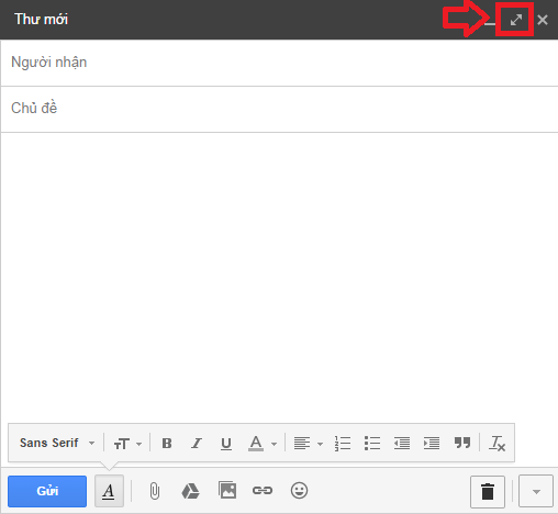 Cửa sổ soạn thư nhanh của Gmail