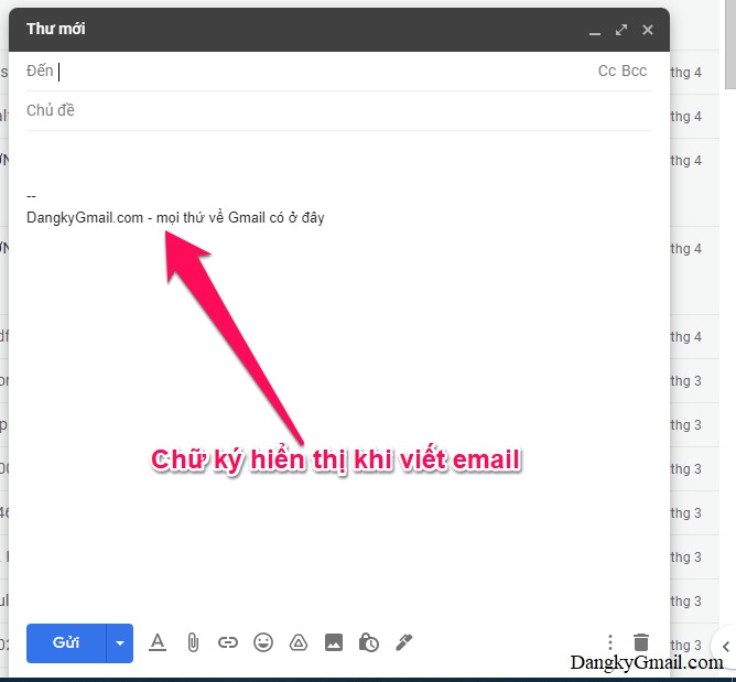 Tạo chữ ký Gmail thành công