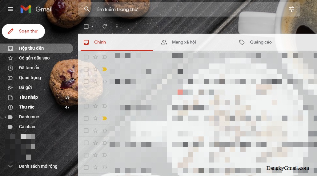 Lúc này Gmail sẽ tự động cập nhật hình nền mới bạn vừa chọn