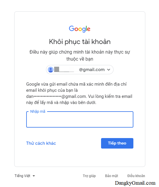 Sử dụng email khôi phục để lấy lại mật khẩu Gmail dễ dàng