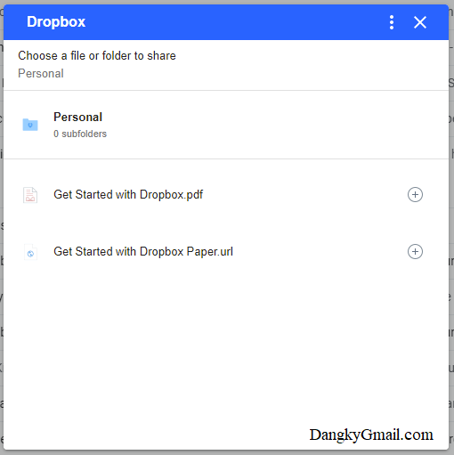 Chọn file trên Dropbox để đính kèm vào email đang soạn trên Gmail