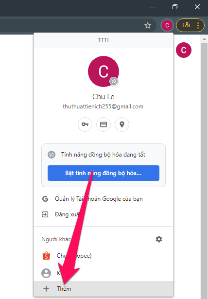 Tạo một tài khoản người dùng mới cho trình duyệt Google Chrome