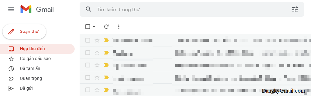 Hòm thư Gmail sau khi bỏ phân loại tự động email